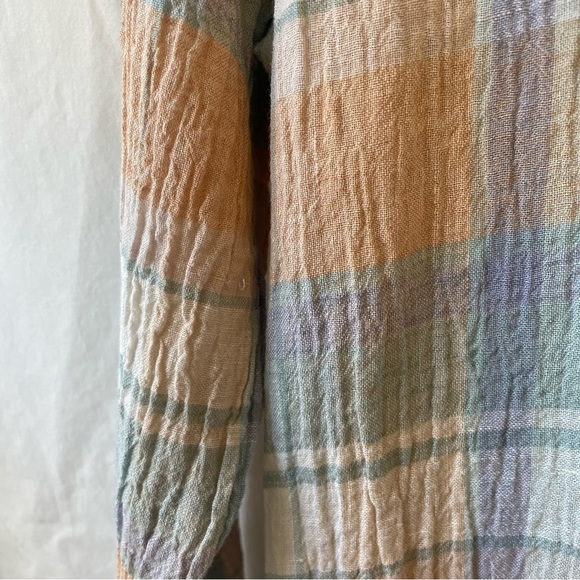 Soft Surroundings Linen Plaid Shirt M - Picture 5 of 9